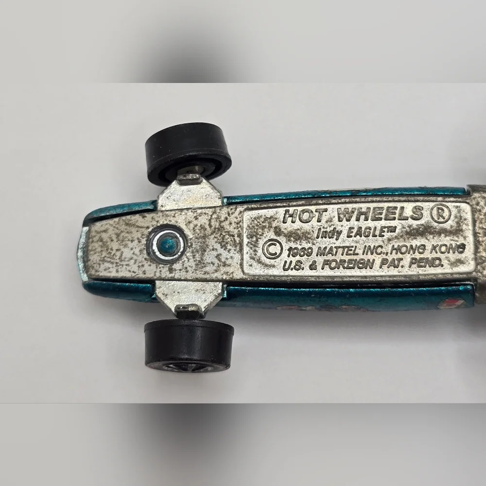 Redline Hot Wheels Indy Eagle Aqua Black Interior 1969 Hong Kong GUC